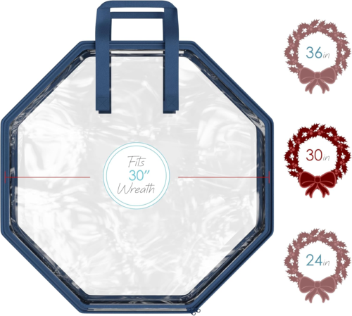 Wreath Storage Container - Clear Christmas Wreath Storage Bag, Dual Zipper and H - Picture 5 of 7