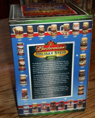 2002 BUDWEISER Christmas Holiday STEIN "Guiding the Way Home" LEUCHTTURM Neu - Bild 8 von 9