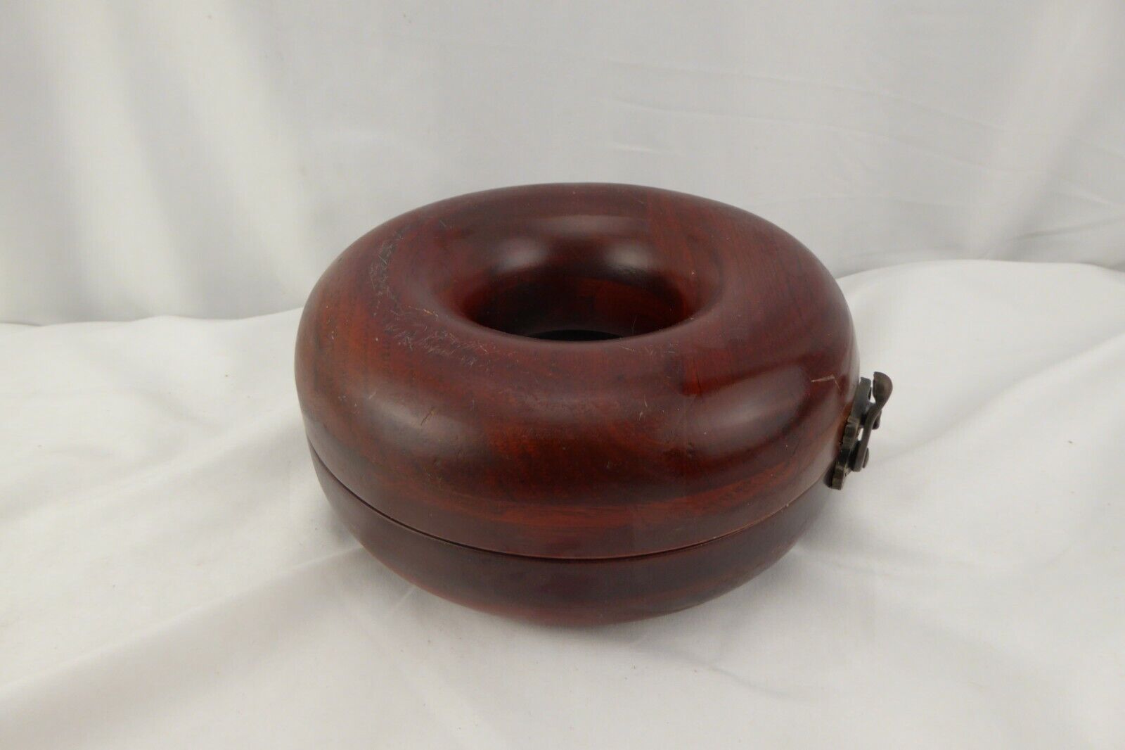 Round Doughnut Shaped Wooden Box Trinket Jewelry Box