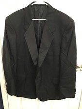 Aldo Rossini Men's Joseph Black Tuxedo Suit Jacket 100 Wool One Button 48R