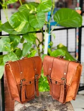 Handmade Saddlebag Motorcycle Pouch Aprove Leather 2 Side Bag Panniers 11"