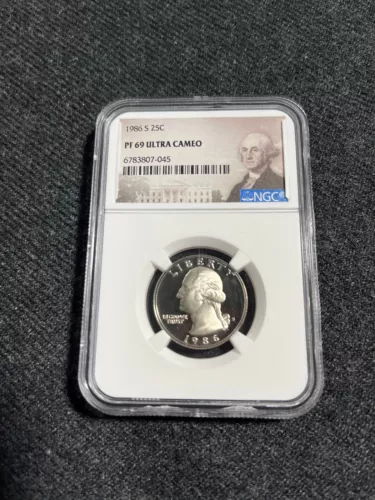 1986-S-25 Cent-Washington- NGC Graded Proof 69 Ultra Cameo