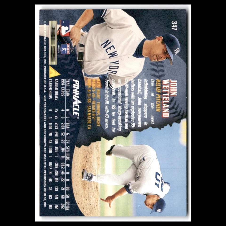John Wetteland #347 1995 Pinnacle New York Yankees Baseball Card MLB NM - Image 2 of 3