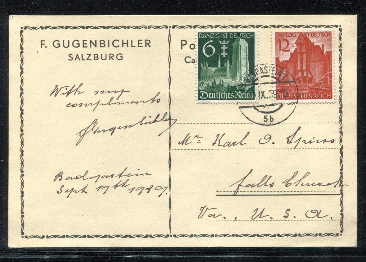 Germany Post Card from Germany to USA 1939. x26230 | eBay