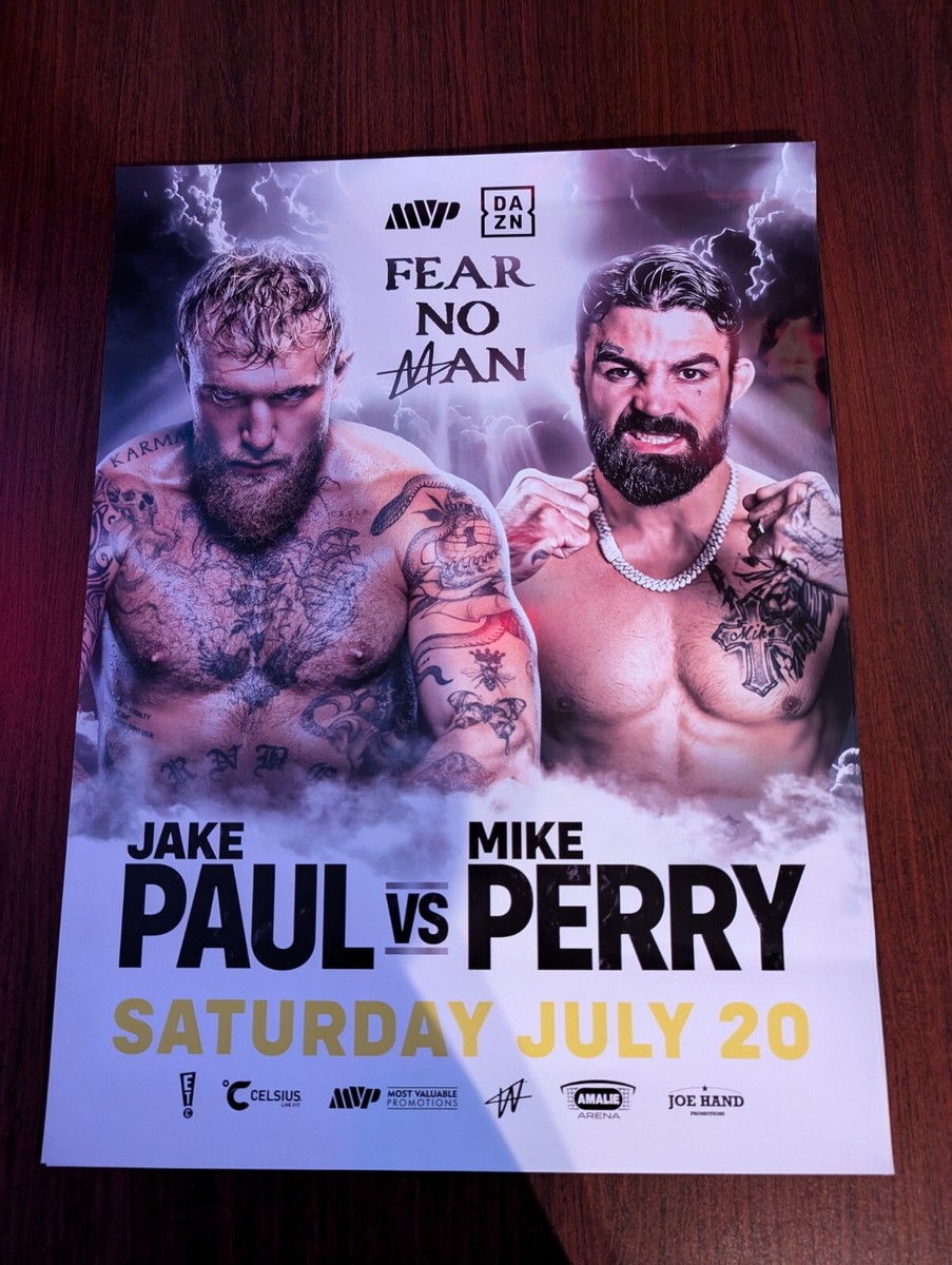 DAZN 18x24 Promotional Poster featuring Jake Paul vs Mike Perry