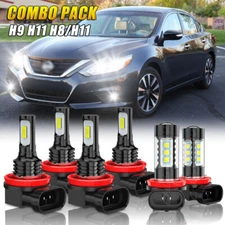 For 2007-2018 Nissan Altima Led Headlight Hi/Lo+Fog light bulbs Combo Kit White