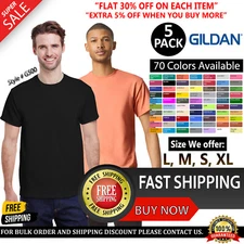 5 Pack Of Gildan Adult Heavy Cotton Stylish T Shirt Casual Plain T-Shirt - G500
