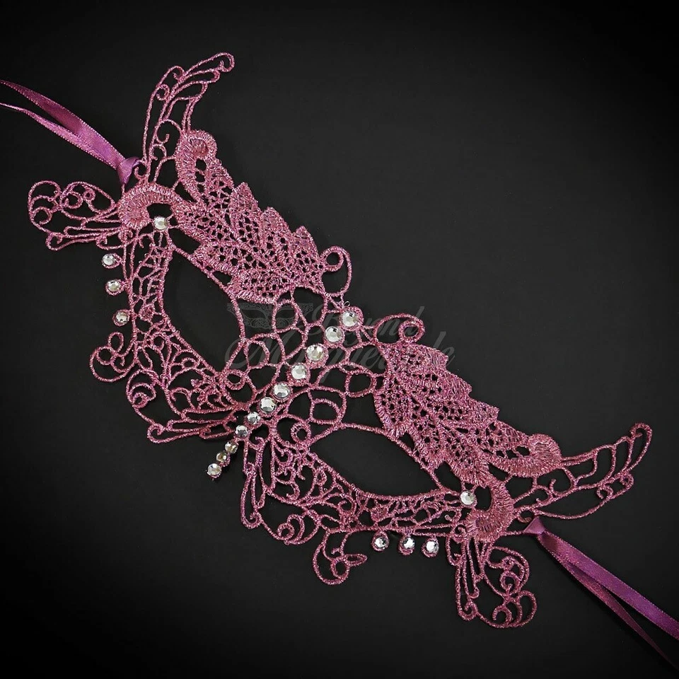 Lace Collection | Lace Masquerade Mask LM0401Pink - Image 2 of 4