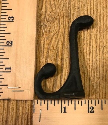 Black Double Wall Hooks Cast Iron 2 3/4" tall Two (2) Black 0170-01202B - Picture 10 of 12
