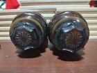 VINTAGE DARK AMBER GLASS APOTHECARY JARS WOTH LIDS STARBURST PATTERN DESIGN 4" — photo 3