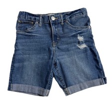 Levi  s Girls Girlfriend Denim Shorts Size 10 Regular Cuffed Stretch Distressed