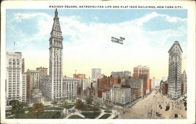 New York City Madison Square Metropolitan Life and Flat Iron Buildings Doppeldec