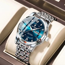 POEDAGAR Luxury Trendy Man Wristwatch Waterproof Stainless Steel Luminous Men Wa