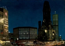 Kaiser Wilhelm Memorial Church Berlin Germany night time lapse postcard c240