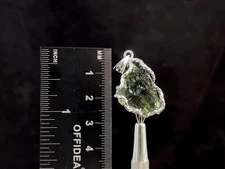 Raw MOLDAVITE Pendant Sterling Silver Wire Wrapped Genuine Crystal Jewelry 47357