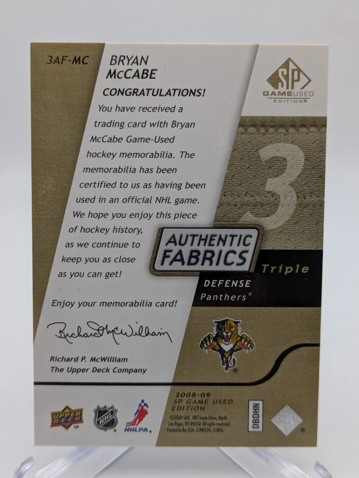 2008 SP игры б/у издание подлинный ткани тройное золото /25 Брайан Маккейб #3AF-MC - Изображение 2 из 2