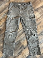 Mens Carhart double knee distressed destroyed stained carpenter Work pants 34x32