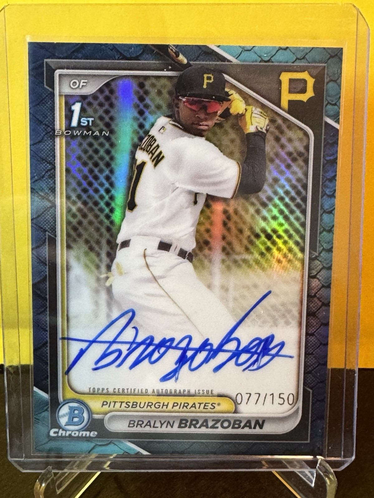 Bralyn Brazoban 2024 Bowman Chrome 1st Bowman Blue Reptilian Auto 077/150 SP