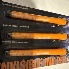 3 UV Secret Message, Invisible Ink pens, brand new in factory packaging