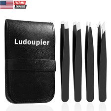  4 1 Pieces Tweezers Set with Travel Case, Great Precision Upgrade Professional
