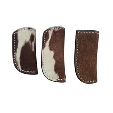 Qty 3 Cowhide Horizontal Leather Knife Sheaths for 3.5" Folding Knife Belt Loop