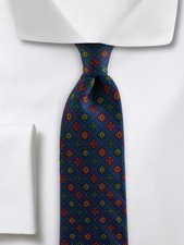 Yves Saint Laurent Mens Vintage Silk Tie Blue Red Green Yellow Floral Diamond