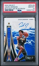 2024 Select In Flight Signature Auto Jalen Johnson Blue Prizm SP /49 PSA 10 GEM