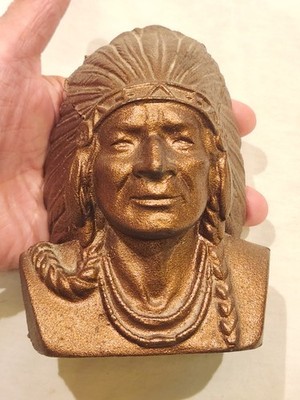 アンティーク雑貨 INDIAN BANK Original Indian Head National Bank Cast Iron Still Bank, Near Mint