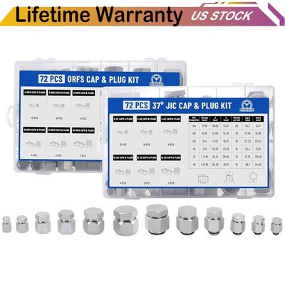JIC ORFS Master Industrial Hydraulic Cap Plug Hose Tube Pipe Fitting Kit Steel
