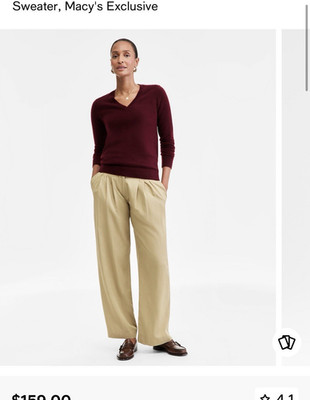 Charter Club 100% Cashmere V-Neck Lightweight Knit Pullover Sweater S Burgundy