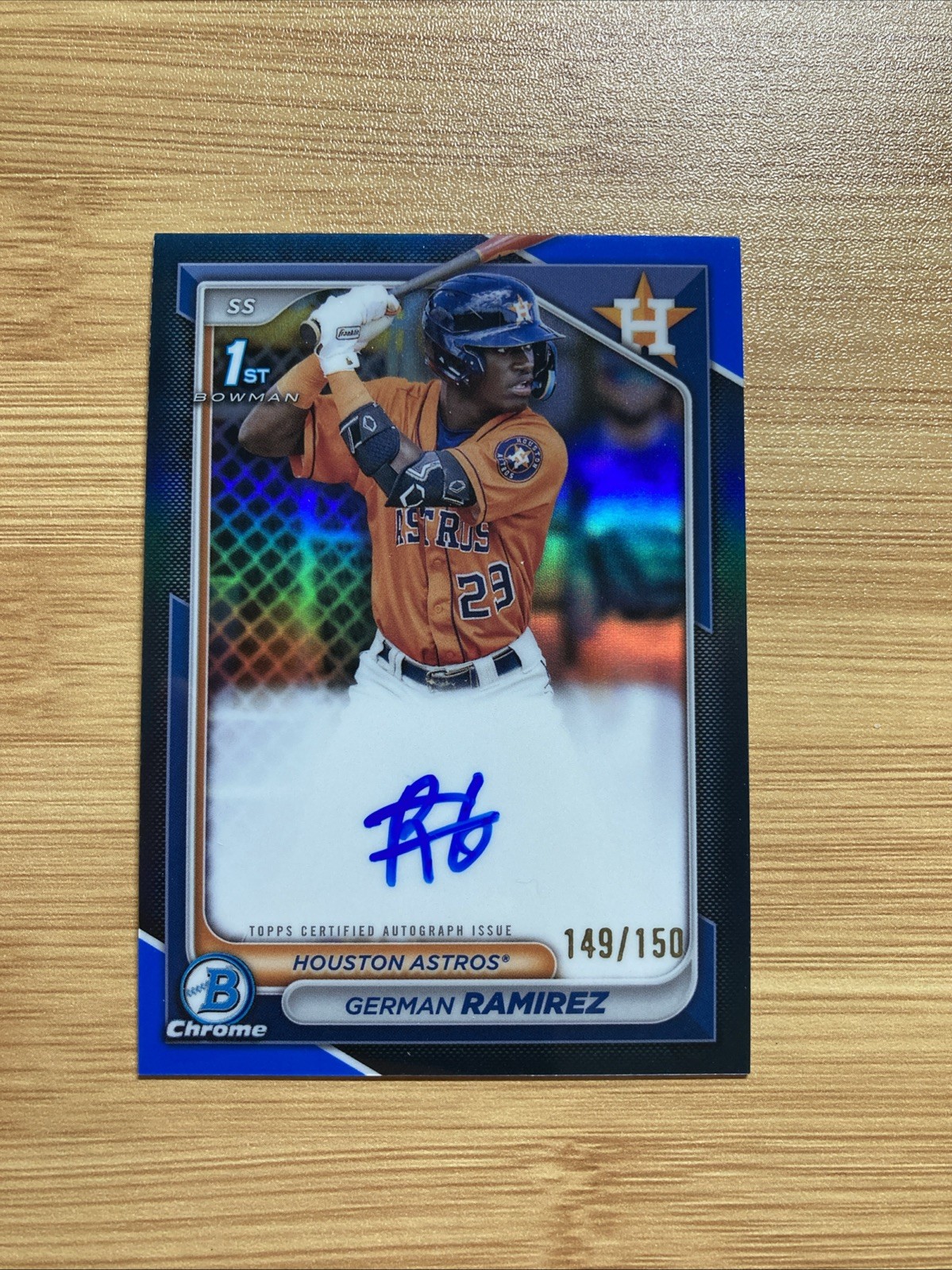 2024 Bowman Chrome 1st German Ramirez TRUE Blue Refractor Auto /150 ROOKIE RC