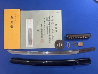 NBTHK Japanese Sword Nihontou Wakizashi Signed Kaneharu in Koshirae