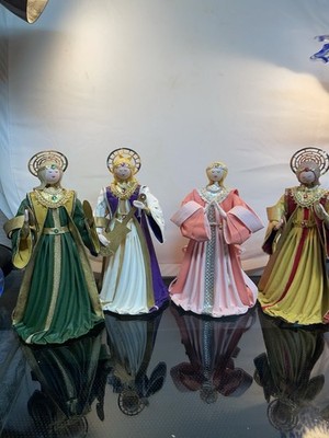 4 VINTAGE CHRISTMAS ANGELS HANDMADE INNOVATIVE ARTISTS LTD PAPER MACHE AVON MA