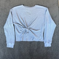 John Galt Brandy Melville Grey Waffle Knit Knot Front Cropped Thermal Top OS