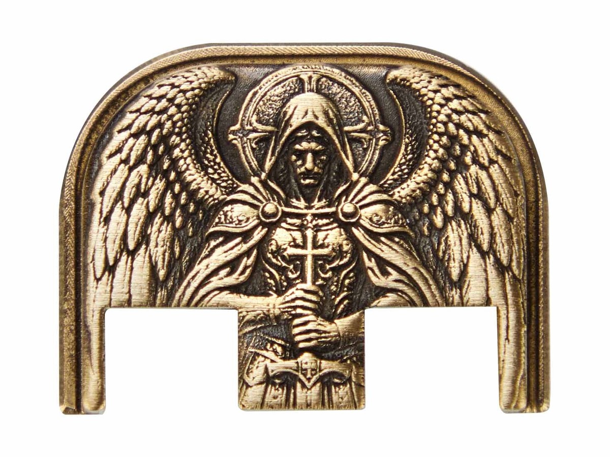 NDZ Brass Rear Plate St. Michael 3D Laser Fits Glock 17 19 26 45