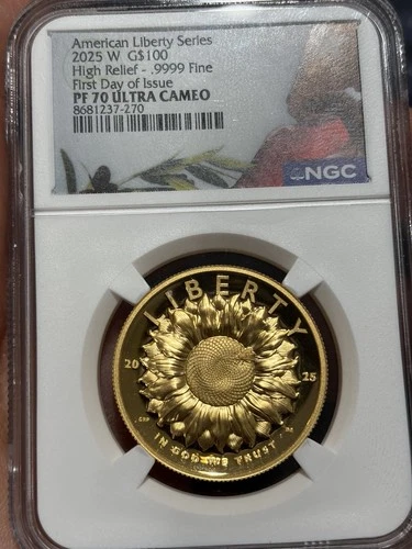 2025-W 1 oz Proof American Liberty High Relief Gold Coin NGC PF70 UCAM FDOI