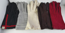 5 Vintage Women s Gloves Leather, Fabric Wool Assorted Styles 6 1/2