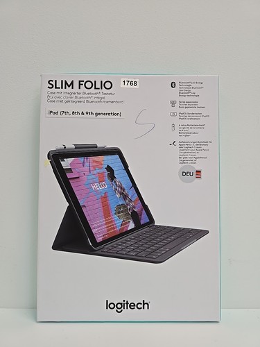 Logitech Slim Folio Tastaturhülle für Apple iPad 7./8./9. Gen - Grafit (Deutsch,