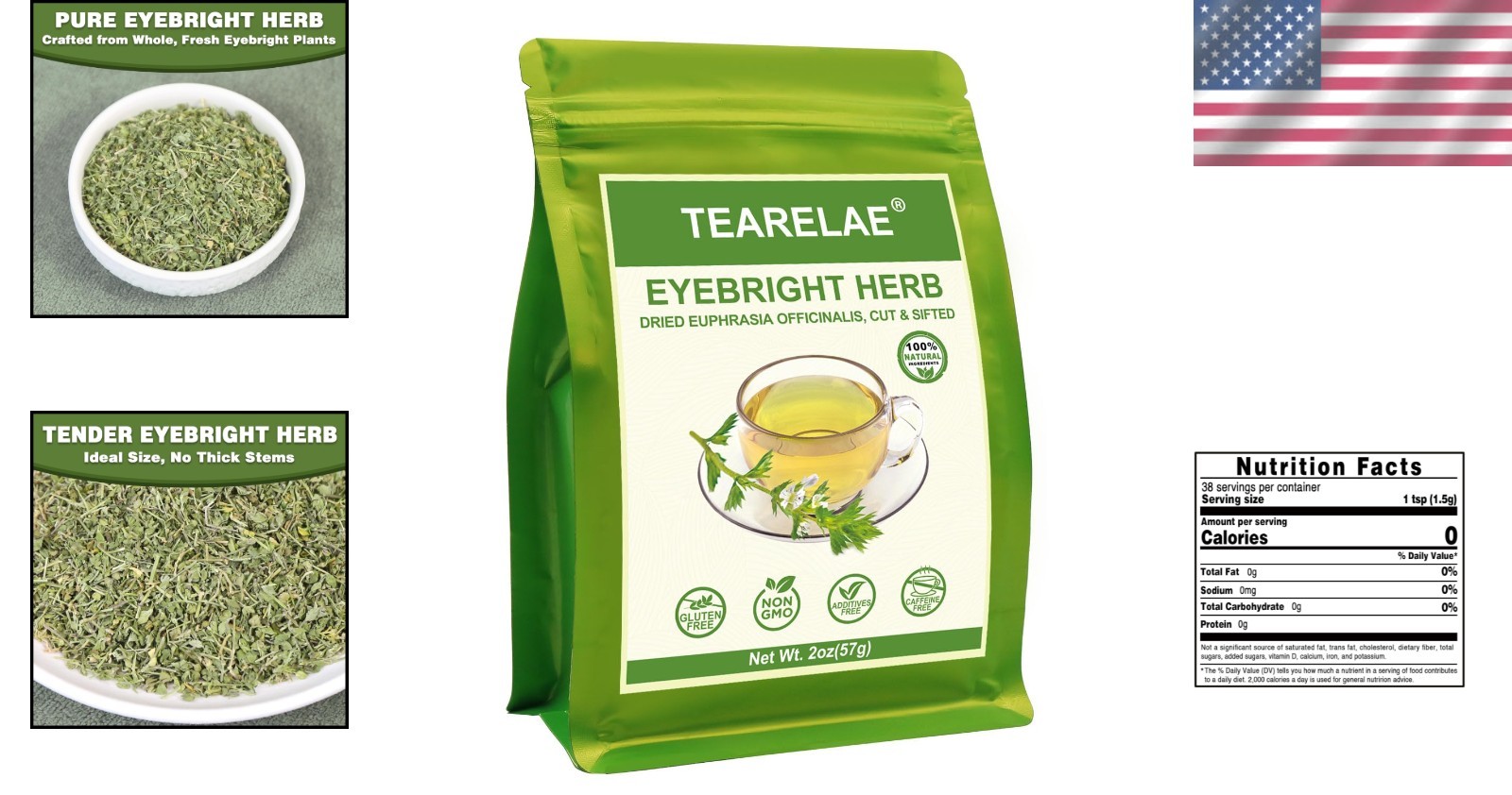 Organic Eyebright Tea - Rich in Antioxidants & Caffeine-Free - 2oz Loose Leaf