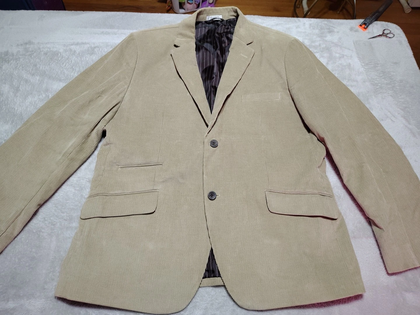 Concepts By Claiborne Corduroy Blazer Men XL Beige Classic City Holiday