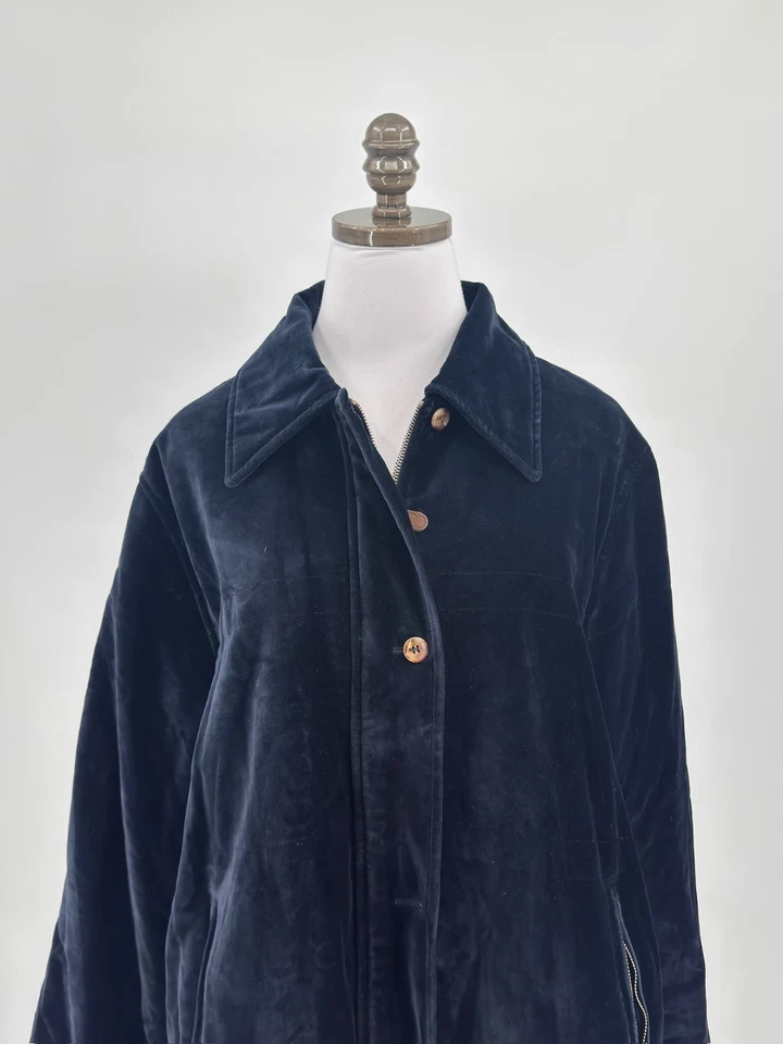 Jaqueta Mondi Sports Vintage Anos 80 Azul Veludo Gola Car Coat Tamanho IT 38 EUA P - Imagem 2 de 4