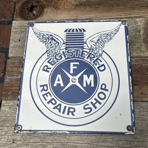 VINTAGE PORCELAIN 1908 FEDERATION OF AMERICAN MOTORCYCLES SIGN HARLEY INDIAN