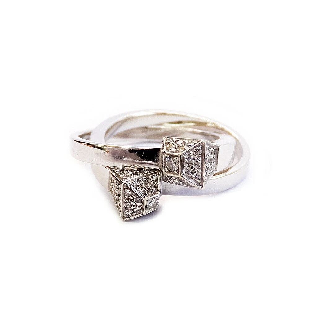 Bague croix deux rangées Gucci 750 Wg US7,5 or blanc bijoux d'occasion