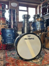 Olimpijski zestaw perkusyjny z lat 70. mahoń 20/12/14", niebieski wir