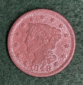 1848 Braided Hair Large Cent (Painted?)
