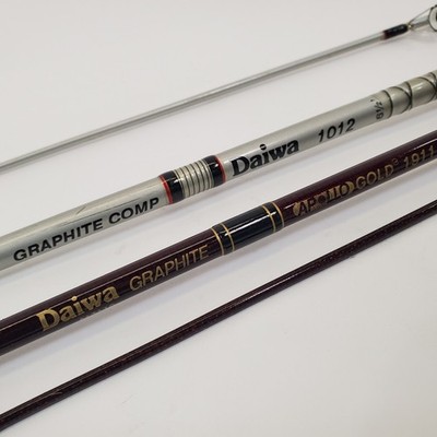 2 VTG Daiwa Fishing Rod Set Apollo Gold 1911 1012 Flambeau Case Good