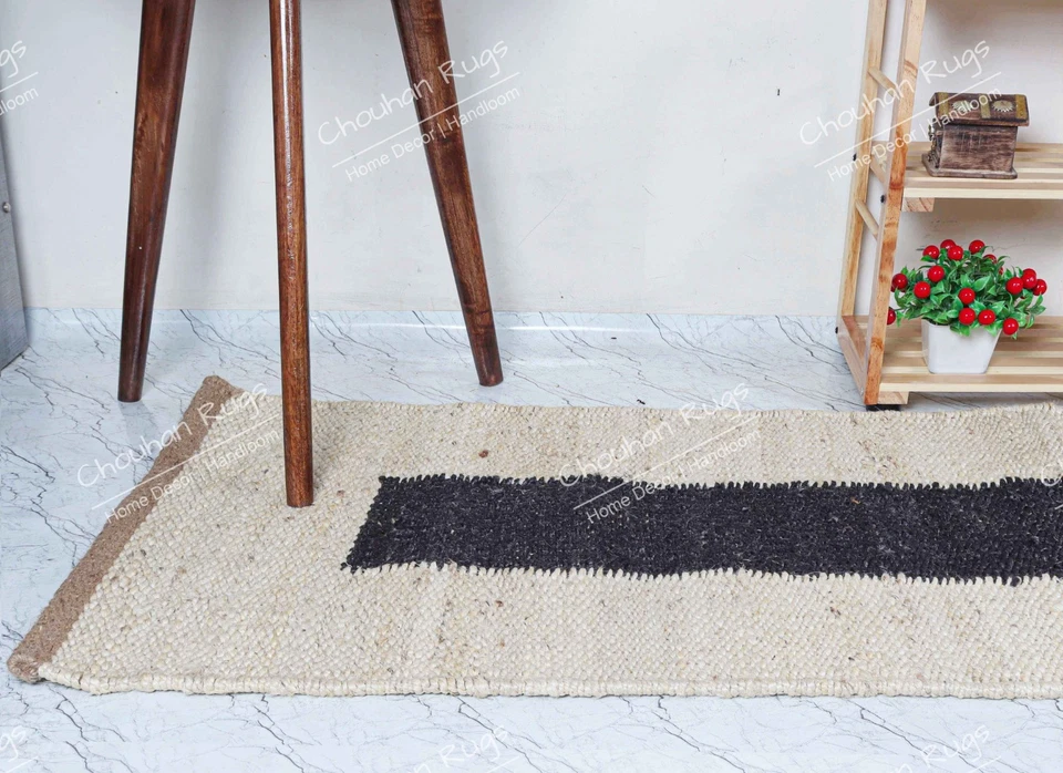 Alfombra de cáñamo acolchada hecha a mano a rayas 2x5,2x6,2x10,2x20 pies alfombra de cáñamo yute corredor Foto 3 de 4