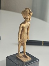 Kleine Metallfigur auf Marmorsockel – asiatischer Stil – 10 cm – Vintage Deko