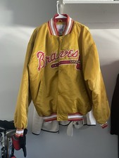 Rare Vintage 90s Atlanta Braves Starter Jacket Adult XL gold matte   Bomber MLB