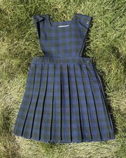 VTG Kandywear Girls Dress 1960s Full Dress Skirt Blue Plaid Ireland Made Size 24